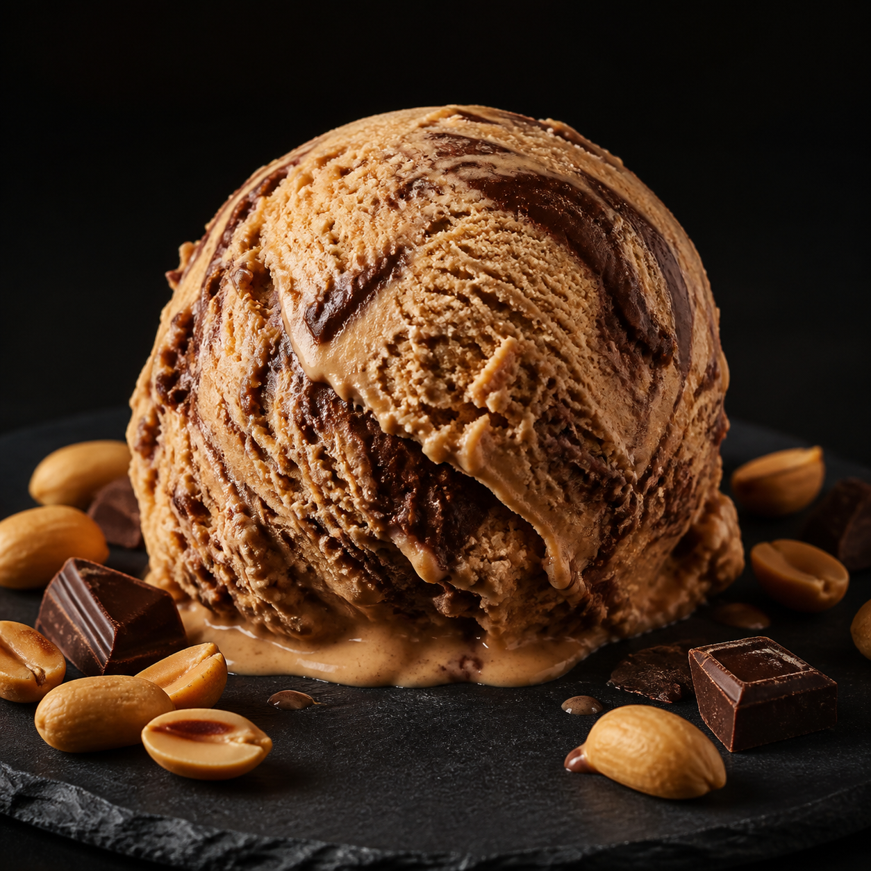 Intensive NUX Eiskugel Peanut Milk Chocolate mit Erdnüssen und Schokolade
